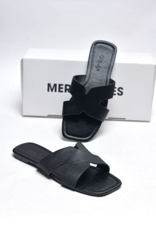Dép Nữ Chữ H Đế Chống Trơn Da Mềm Quai Ngang Bigsize 35-43 Merly 1643 Đen, Dép chữ H, Dép Quai Ngang Nữ, Dép Nữ Big Size, Phiên Bản Bệt Của Mẫu Guốc Chữ H 1637