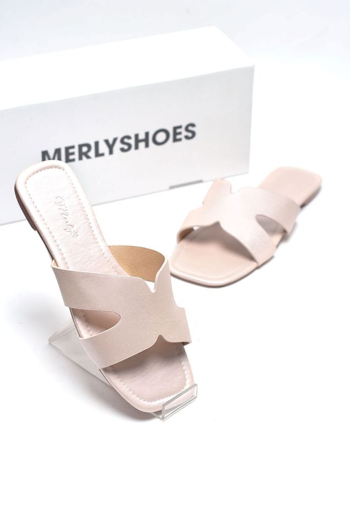 Dép Chữ H Nữ Da Mềm Mại Bigsize 35-43 Merly 1643 Kem, Dép chữ H, Dép Quai Ngang Nữ, Dép Nữ Big Size [Phiên Bản Bệt Của Mẫu Guốc Chữ H 1637]