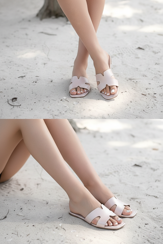 Dép Chữ H Nữ Da Mềm Mại Bigsize 35-43 Merly 1643 Kem, Dép chữ H, Dép Quai Ngang Nữ, Dép Nữ Big Size [Phiên Bản Bệt Của Mẫu Guốc Chữ H 1637]