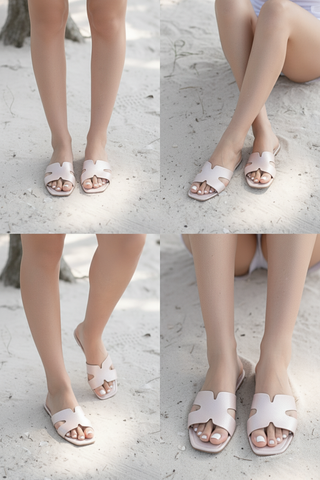 Dép Chữ H Nữ Da Mềm Mại Bigsize 35-43 Merly 1643 Kem, Dép chữ H, Dép Quai Ngang Nữ, Dép Nữ Big Size [Phiên Bản Bệt Của Mẫu Guốc Chữ H 1637]