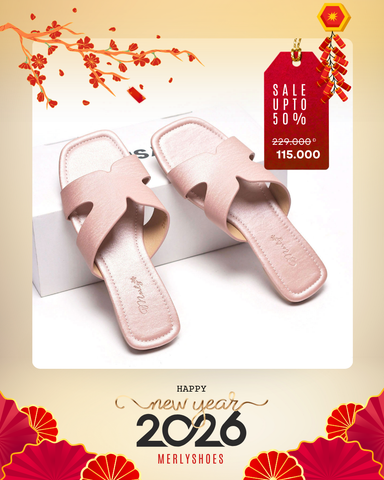 Dép Nữ Quai Ngang Chữ H Da Mềm Đế Chống Trơn Bigsize 35-43 Merly 1643 Hồng, Dép chữ H, Dép Nữ Big Size, Phiên Bản Bệt Của Mẫu Guốc Chữ H 1637