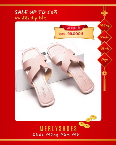 Dép Nữ Quai Ngang Chữ H Da Mềm Đế Chống Trơn Bigsize 35-43 Merly 1643 Hồng, Dép chữ H, Dép Nữ Big Size, Phiên Bản Bệt Của Mẫu Guốc Chữ H 1637