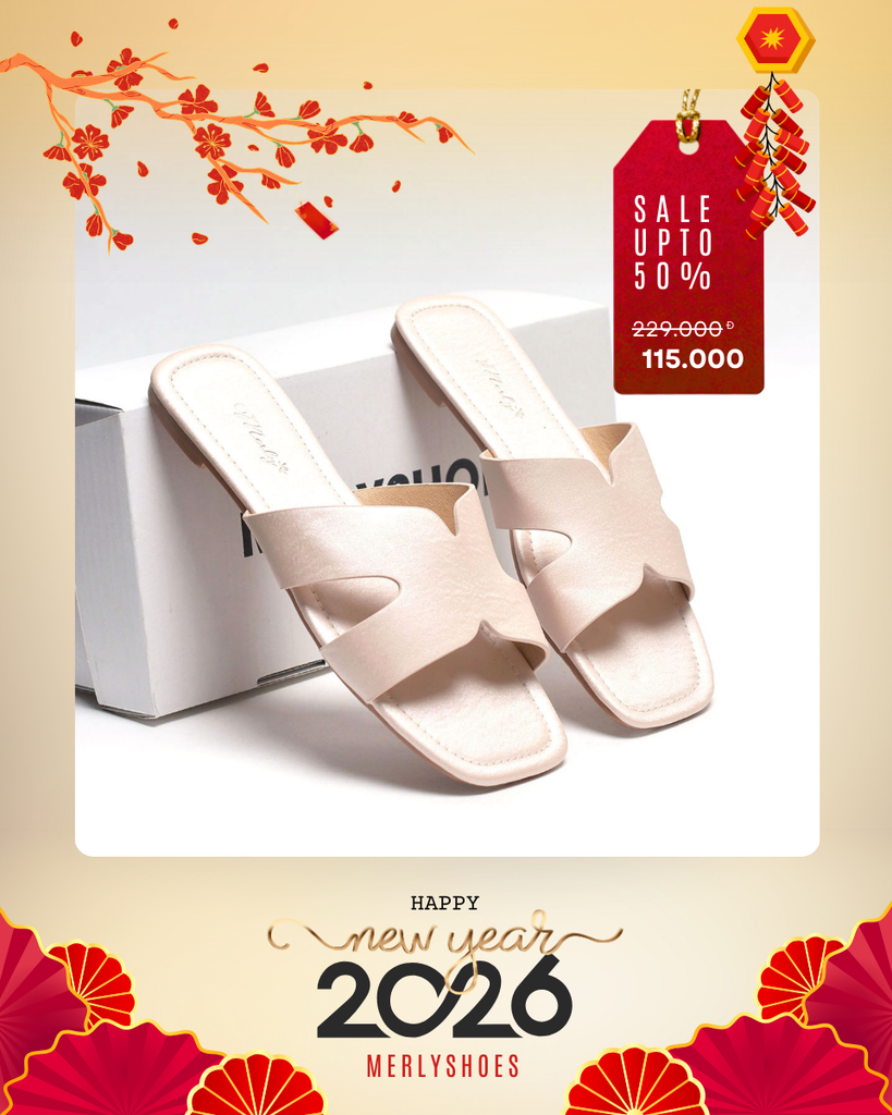 Dép Chữ H Nữ Da Mềm Mại Bigsize 35-43 Merly 1643 Kem, Dép chữ H, Dép Quai Ngang Nữ, Dép Nữ Big Size [Phiên Bản Bệt Của Mẫu Guốc Chữ H 1637]