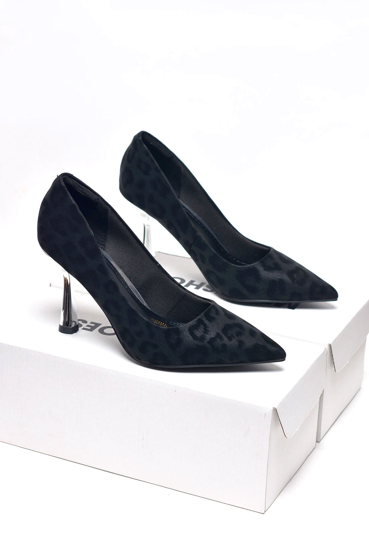 Giày Cao Gót Da Beo Gót Bạc 9cm Merly 1644 Đen Beo, Giày Cao Gót Bigsize 35-43, Giày Đi Tiệc, Giày Cao Gót Bít Mũi, Giày Công Sở Nữ