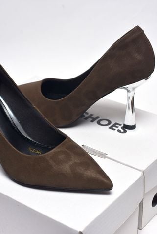 [New Arrivals] Giày Cao Gót Da Beo Gót Bạc 9cm Merly 1644 Nâu Beo, Giày Cao Gót Bigsize 35-43, Giày Đi Tiệc, Giày Cao Gót Bít Mũi, Giày Công Sở Nữ