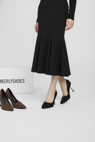 [New Arrivals] Giày Cao Gót Da Beo Gót Bạc 9cm Merly 1644 Đen Beo, Giày Cao Gót Bigsize 35-43, Giày Đi Tiệc, Giày Cao Gót Bít Mũi, Giày Công Sở Nữ