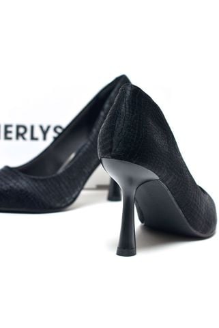 [New Arrivals] Giày Cao Gót 9cm Da Vân Cá Sấu Lót Mút Mềm Mại 1644 Merly Đen Croco, Giày Cao Gót Big Size, Giày Cao Gót Bít Mũi, Giày Công Sở Nữ, Giày Đi Sự Kiện