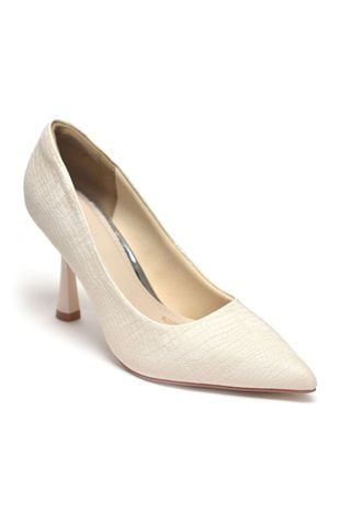 [New Arrivals] Giày Cao Gót 9cm Da Vân Cá Sấu Lót Mút Mềm Mại 1644 Merly Trắng Kem Croco, Giày Cao Gót Big Size, Giày Cao Gót Bít Mũi, Giày Công Sở Nữ, Giày Đi Sự Kiện