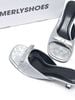 Guốc Gấm Nơ Xinh Gót Nhọn 5cm Merly 1646-5P Ghi Gấm, Dép Cao Gót Quai Ngang Đính Nơ, Guốc Nữ Bigsize, Mules, Dép Guốc Hè 2026