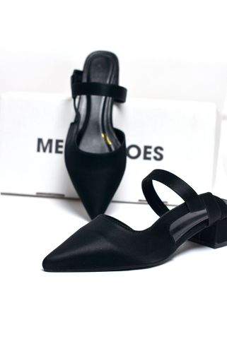[New Arrivals] Guốc Sục Nữ Merly Bigsize 35-43, Giày Sục Nữ Mũi Nhọn Đế Vuông 3cm 1647 Đen, Sandal Bít Mũi, Giày Mule, Giày Búp Bê, Giày Công Sở Nữ