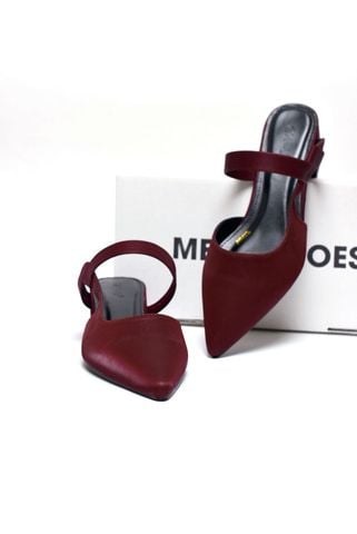 Guốc Sục Đỏ Mũi Nhọn Nữ Merly Bigsize 35-43, Giày Sục Đế Vuông 3cm 1647 Đỏ Cherry Mờ