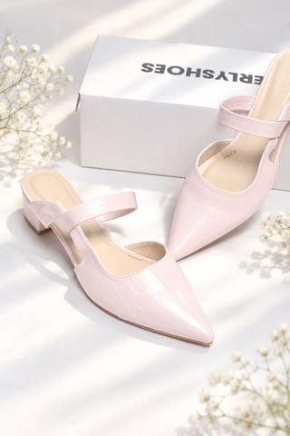 Giày Sục Hồng Pastel Merly 1647, Guốc Sục Nữ, Giày Sục Mũi Nhọn 3cm, Sandal Bít Mũi, Giày Mule, Giày Sục Bigsize 35-43