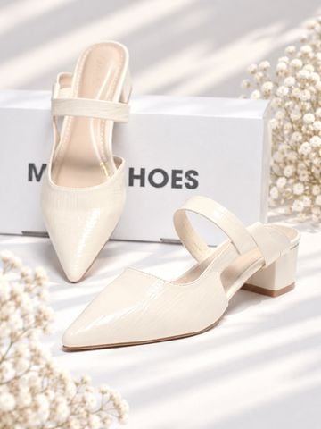 Giày Sục Kem Ivory Merly 1647, Guốc Sục Nữ, Giày Sục Mũi Nhọn 3cm, Sandal Bít Mũi, Giày Mule, Giày Sục Bigsize 35-43, Giày Công Sở Nữ