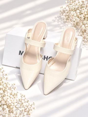 Giày Sục Kem Ivory Merly 1647, Guốc Sục Nữ, Giày Sục Mũi Nhọn 3cm, Sandal Bít Mũi, Giày Mule, Giày Sục Bigsize 35-43, Giày Công Sở Nữ