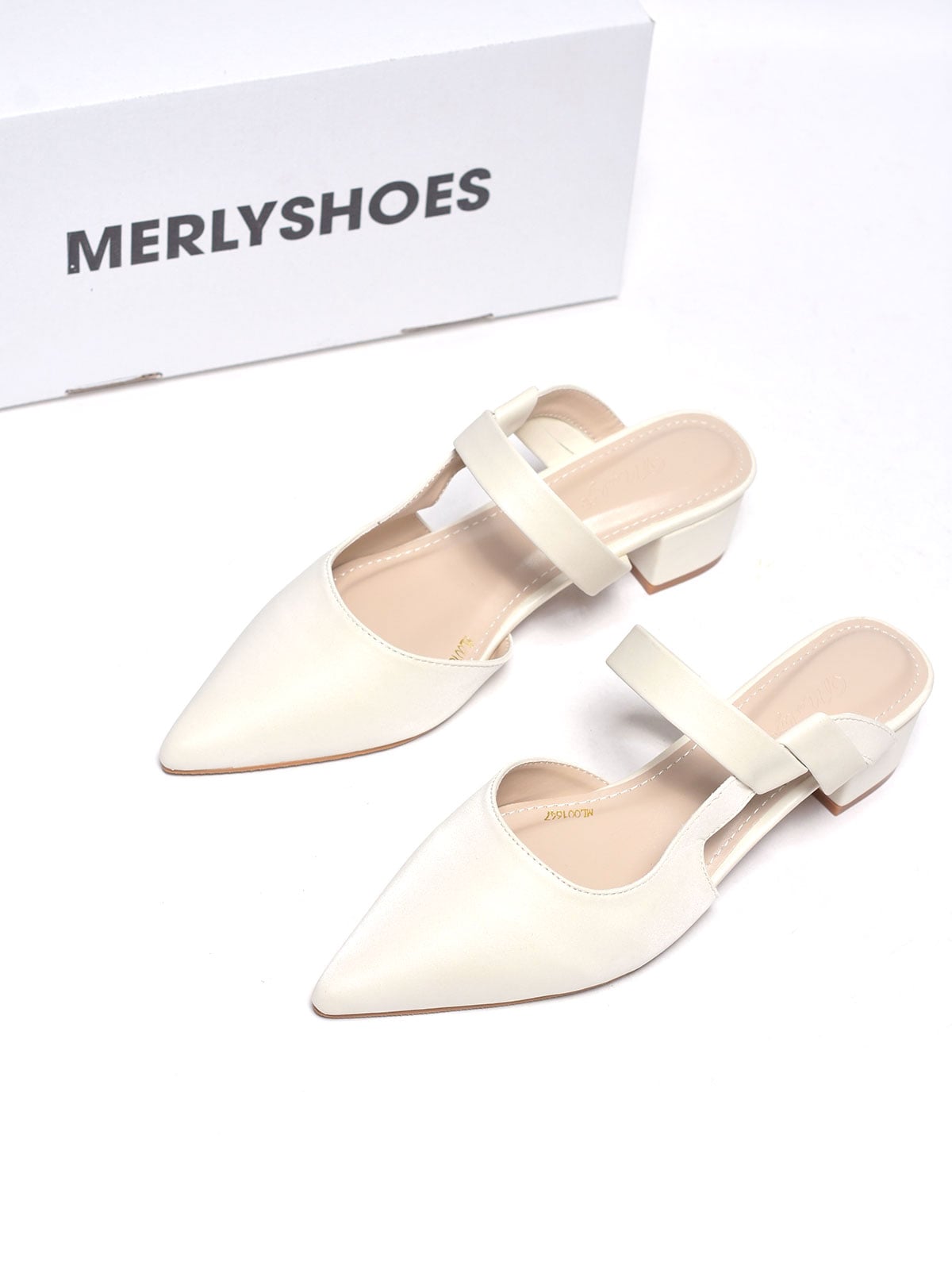 Guốc Sục Nữ Merly 1647 Trắng Ivory Bigsize 35-43, Giày Sục Nữ Mũi Nhọn Đế Vuông 3cm 1647 Đen, Sandal Bít Mũi, Giày Mule, Giày Búp Bê, Giày Công Sở Nữ