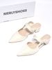 Guốc Sục Nữ Merly 1647 Trắng Ivory Bigsize 35-43, Giày Sục Nữ Mũi Nhọn Đế Vuông 3cm 1647 Đen, Sandal Bít Mũi, Giày Mule, Giày Búp Bê, Giày Công Sở Nữ