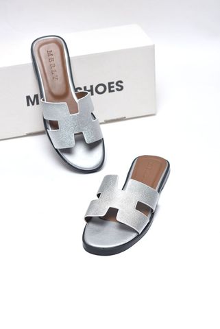 [Restock] Dép Chữ H Nữ Da Mềm Merly 1649 Bạc, Dép Nữ Quai Ngang, Dép Nữ Bigsize