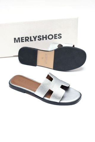 [Restock] Dép Chữ H Nữ Da Mềm Merly 1649 Bạc, Dép Nữ Quai Ngang, Dép Nữ Bigsize