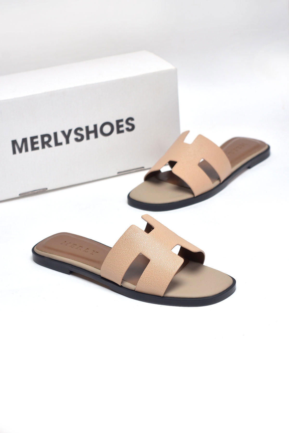 [New] Dép Chữ H Nữ Da Mềm Merly 1649 Màu Be, Dép Nữ Quai Ngang, Dép Nữ Bigsize