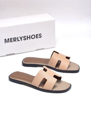 [New] Dép Chữ H Nữ Da Mềm Merly 1649 Màu Be, Dép Nữ Quai Ngang, Dép Nữ Bigsize