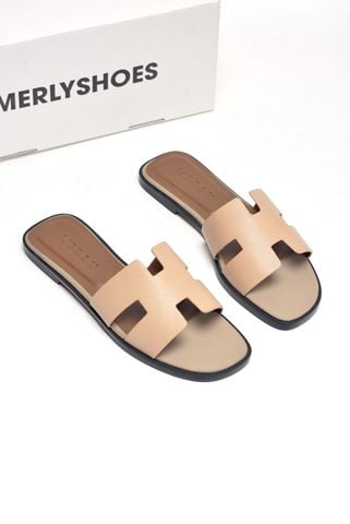 [New] Dép Chữ H Nữ Da Mềm Merly 1649 Màu Be, Dép Nữ Quai Ngang, Dép Nữ Bigsize