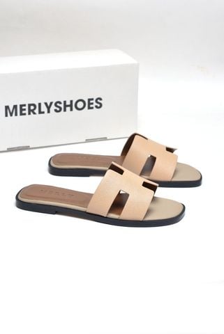 [New] Dép Chữ H Nữ Da Mềm Merly 1649 Màu Be, Dép Nữ Quai Ngang, Dép Nữ Bigsize