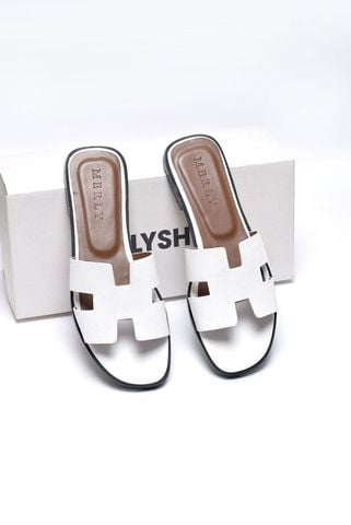 [Restock] Dép Chữ H Trắng Nữ Da Mềm Merly 1649 Trắng, Dép Nữ Quai Ngang, Dép Nữ Bigsize