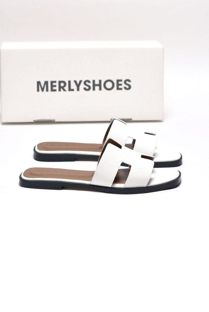 [Restock] Dép Chữ H Trắng Nữ Da Mềm Merly 1649 Trắng, Dép Nữ Quai Ngang, Dép Nữ Bigsize
