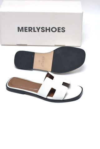 [Restock] Dép Chữ H Trắng Nữ Da Mềm Merly 1649 Trắng, Dép Nữ Quai Ngang, Dép Nữ Bigsize