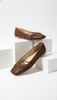 Giày Búp Bê Nơ Đan Dây Chéo Tiểu Thư Merly 1653 Nâu Choco, Giày Bệt Mũi Vuông Đính Nơ Xinh, Giày Búp Bê Quai Ngang, Giày Búp Bê Big Size 35-43