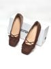 Giày Búp Bê Nơ Đan Dây Chéo Tiểu Thư Merly 1653 Nâu Choco, Giày Bệt Mũi Vuông Đính Nơ Xinh, Giày Búp Bê Quai Ngang, Giày Búp Bê Big Size 35-43