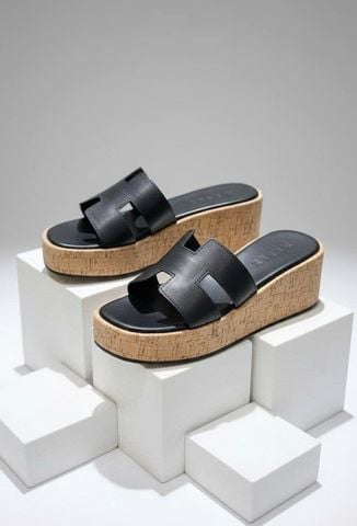 Giày Đế Xuồng Quai Ngang Merly 1656 Đen Mờ, Giày Đế Xuồng Bigsize, Dép Đế Xuồng Nữ, Dép Nữ Đế Cao, Dép Bánh Mì Nữ, Dép Nữ Big Size