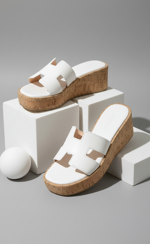 Giày Đế Xuồng Quai Ngang Merly 1656 Trắng, Dép Đế Xuồng Nữ, Dép Nữ Đế Cao, Dép Bánh Mì Nữ, Dép Nữ Big Size