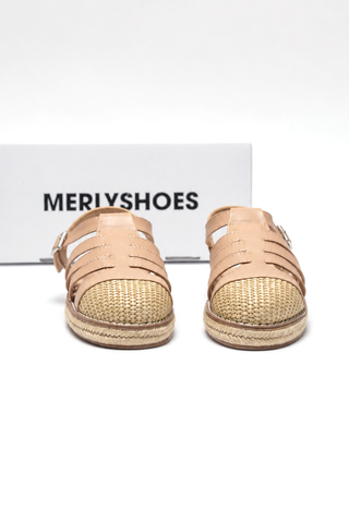 Sandal Nữ Rọ Đan Cói Raffia Vibe Mùa Hè Thương Hiệu MERLY 1657 Kem Cát – Giày Sandal Bigsize 35–43, Sandal Nữ Bệt, Sandal Đi Biển, Dép Sandal Rọ Bít Mũi
