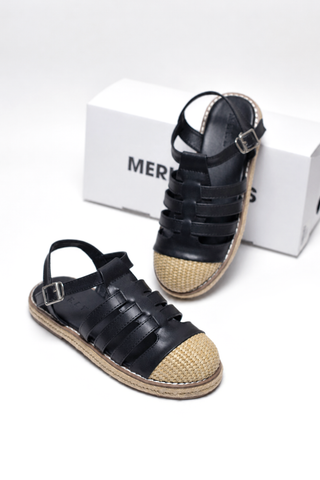 Sandal Nữ Rọ Đan Cói Raffia Vibe Mùa Hè Thương Hiệu MERLY 1657 Đen Huyền – Giày Sandal Bigsize 35–43, Sandal Nữ Bệt, Sandal Đi Biển, Dép Sandal Rọ Bít Mũi