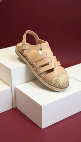 Sandal Nữ Rọ Đan Cói Raffia Vibe Mùa Hè Thương Hiệu MERLY 1657 Kem Cát – Giày Sandal Bigsize 35–43, Sandal Nữ Bệt, Sandal Đi Biển, Dép Sandal Rọ Bít Mũi