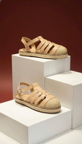Sandal Nữ Rọ Đan Cói Raffia Vibe Mùa Hè Thương Hiệu MERLY 1657 Kem Cát – Giày Sandal Bigsize 35–43, Sandal Nữ Bệt, Sandal Đi Biển, Dép Sandal Rọ Bít Mũi