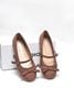 [New Arrivals] Giày Búp Bê Quai Ngang Nâu Chấm Bi Cổ Điển Merly 1658, Giày Búp Bê Big Size 35-43, Giày Búp Bê Mũi Tròn Đế Bám Nền Chống Trơn, Giày Bệt, Giày Chấm Bi