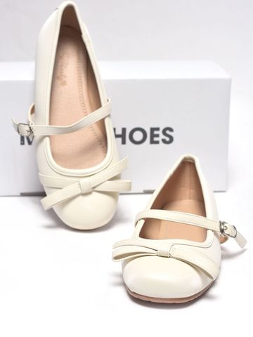 Giày Búp Bê Quai Ngang Nơ Tiểu Thư Merly 1658 Trắng Kem Ivory, Giày Bệt Xinh, Giày Bệt Nữ, Giày Búp Bê Mũi Tròn Phong Cách Hàn, Bigsize 35-43