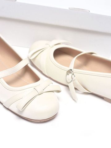 Giày Búp Bê Quai Ngang Nơ Tiểu Thư Merly 1658 Trắng Kem Ivory, Giày Bệt Xinh, Giày Bệt Nữ, Giày Búp Bê Mũi Tròn Phong Cách Hàn, Bigsize 35-43