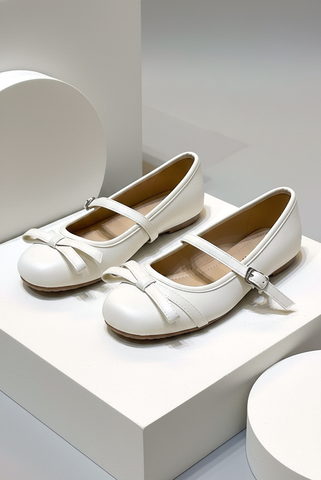Giày Búp Bê Quai Ngang Nơ Tiểu Thư Merly 1658 Trắng Kem Ivory, Giày Bệt Xinh, Giày Bệt Nữ, Giày Búp Bê Mũi Tròn Phong Cách Hàn, Bigsize 35-43
