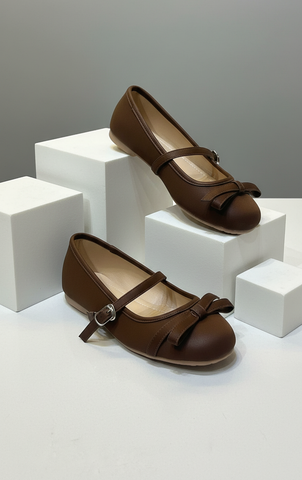 Giày Búp Bê Quai Ngang Nơ Tiểu Thư Merly 1658 Nâu Choco, Giày Bệt Xinh, Giày Bệt Nữ, Giày Búp Bê Tiểu Thư, Giày Búp Bê Mũi Tròn Phong Cách Hàn, Bigsize 35-43
