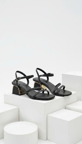 Sandal Quai Mảnh Gót Thấp 5cm Merly 1659 Đen, Sandal Dây, Xăng Đan Dây Gót Vuông, Giày Sandal Cao Gót Bigsize 35-43