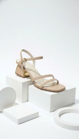 Sandal Dây Quai Mảnh Gót Thấp 5cm Merly 1659 Be Latte, Sandal Dây, Xăng Đan Gót Vuông, Giày Sandal Cao Gót Bigsize 35-43