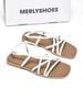 Sandal Dây Mảnh Bệt Merly 1660 Trắng Nâu, Xăng Đan Nữ Cao Cấp Đế Chống Trơn, Dép Sandal Nữ, Giày Sandals Nữ Chính Hãng, Giày Sandal Nữ Big Size Merly