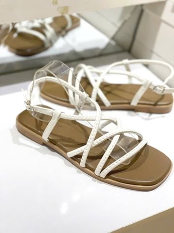 Sandal Dây Mảnh Bệt Merly 1660 Trắng Nâu, Xăng Đan Nữ Cao Cấp Đế Chống Trơn, Dép Sandal Nữ, Giày Sandals Nữ Chính Hãng, Giày Sandal Nữ Big Size Merly