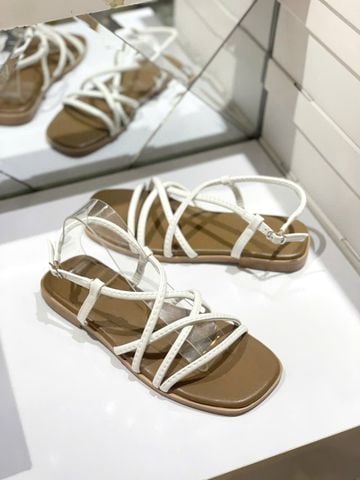 Sandal Dây Mảnh Bệt Merly 1660 Trắng Nâu, Xăng Đan Nữ Cao Cấp Đế Chống Trơn, Dép Sandal Nữ, Giày Sandals Nữ Chính Hãng, Giày Sandal Nữ Big Size Merly