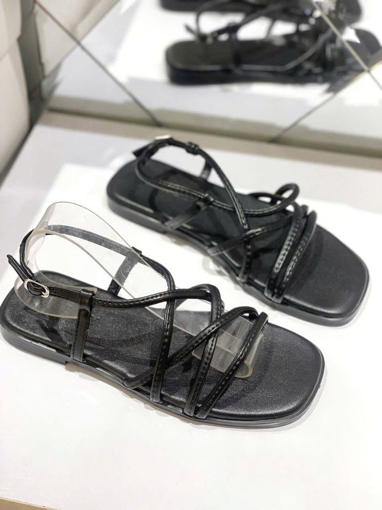 Sandal Dây Mảnh Bệt Merly 1660 Đen Mờ, Xăng Đan Nữ Cao Cấp Đế Chống Trơn, Dép Sandal Nữ, Giày Sandals Nữ Chính Hãng, Giày Sandal Nữ Big Size Merly