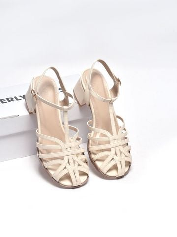 Sandal Nữ Quai Đan Dây Mảnh Gót Vuông 5cm Merly 1661 Trắng Kem Ivory – Giày Phong Cách Rọ Hiện Đại, Xăng Đan Big Size 35–43, Sandal Gót Vuông, Giày Sandal Bigsize