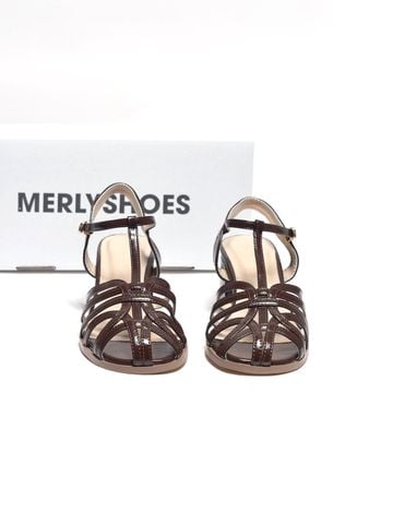 Sandal Nữ Quai Đan Dây Mảnh Gót Vuông 5cm Merly 1661 Nâu Cocoa – Giày Phong Cách Rọ Hiện Đại, Xăng Đan Big Size 35–43, Sandal Gót Vuông, Giày Sandal Bigsize